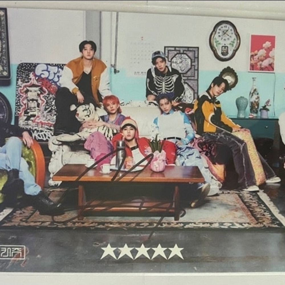 skz stray kids 5 star bang chan signed postcard